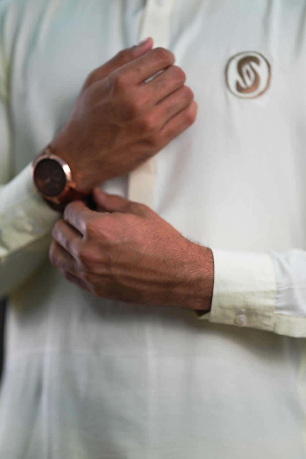 Men's Cream Unstitched Kurta Shalwar view 4